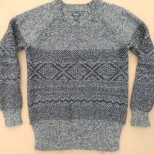 Roots wool blend long grey patterned sweater size Large